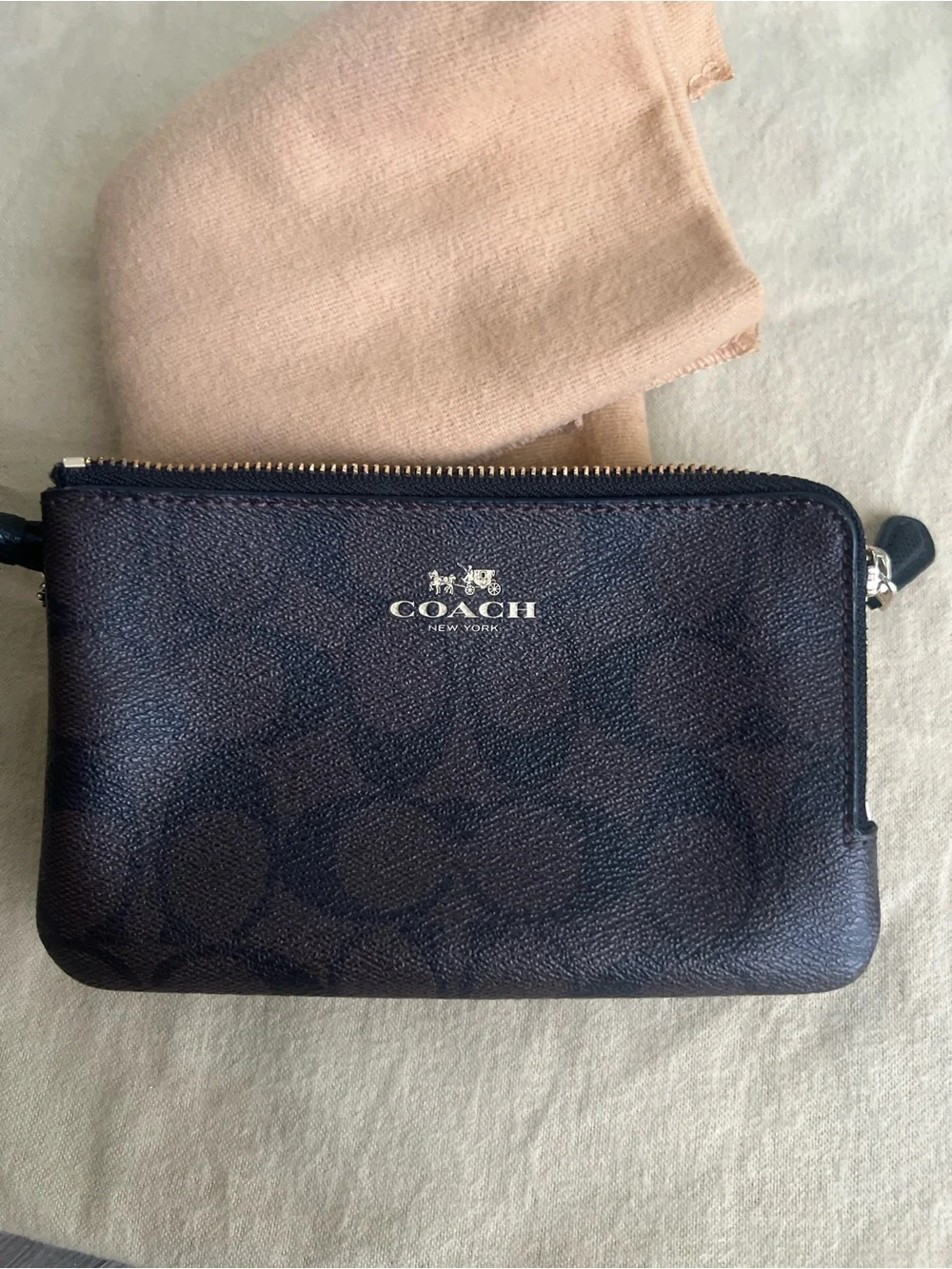 Coach Navy and Black Signature Card Pouch